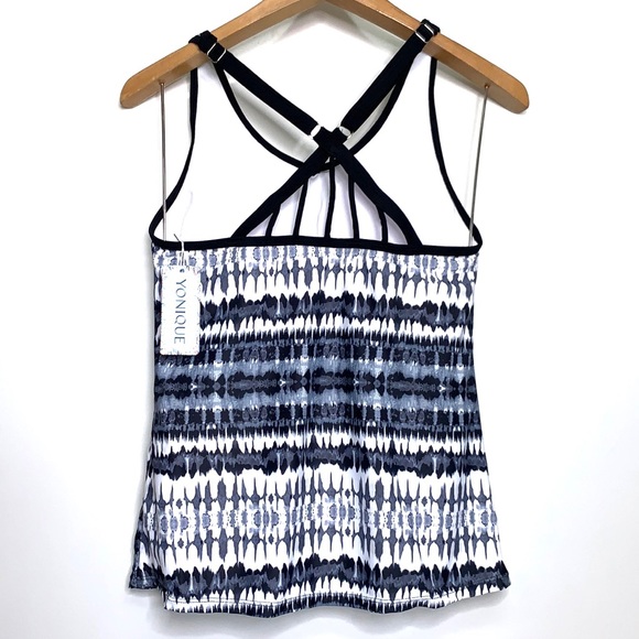 NWT YONIQUE White Black Tankini Swimsuits for Athletic Swim Tank Bathing Suit XS - Picture 4 of 8
